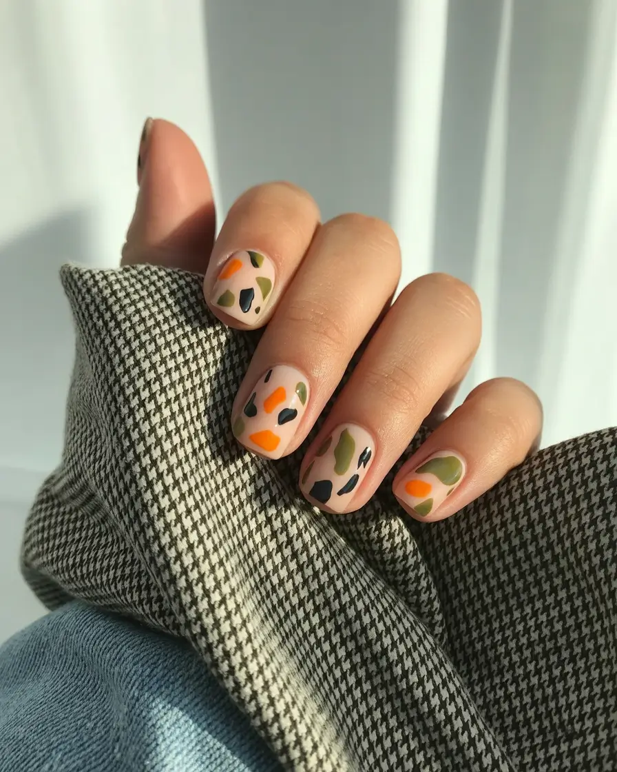 Fall Square Nails 2025 Bold Camouflage With an Autumn Twist