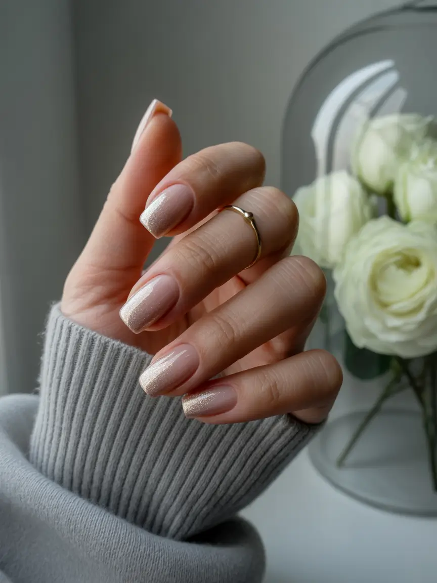 Fall Square Nails 2025 Champagne Glow for Crisp Autumn Days
