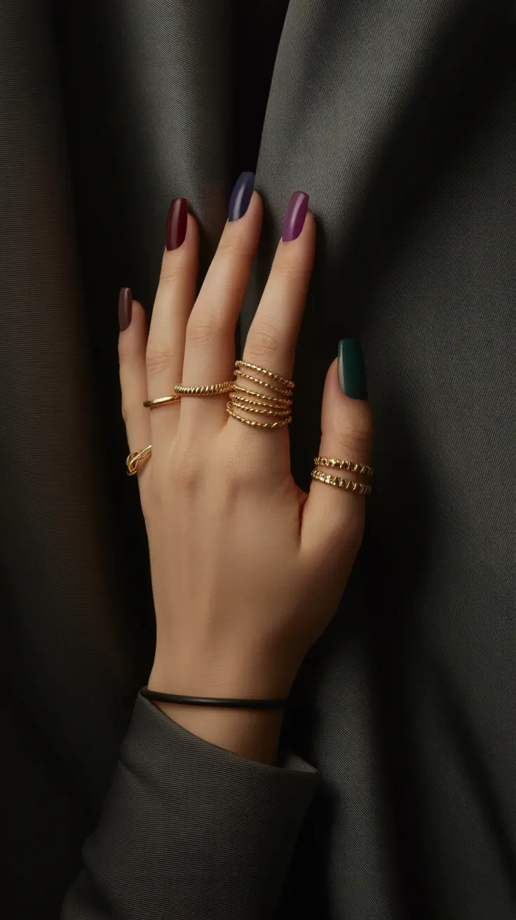 Fall Square Nails 2025 Moody Matte Multicolor Minimalism
