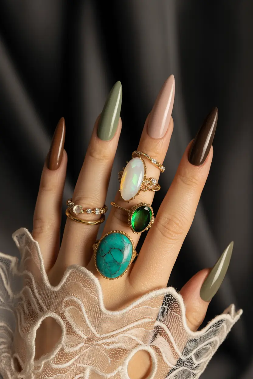 Fall Stiletto Nails 2025 Earth-Toned Elegance