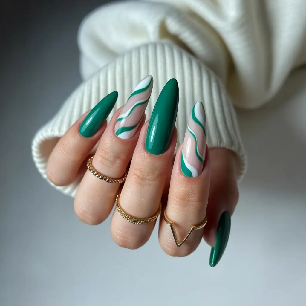 Fall Stiletto Nails 2025 Evergreen Edges & Flowing Lines