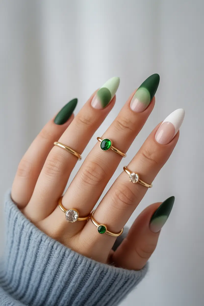 Fall Stiletto Nails 2025 Mossy Fade & Barely-There Elegance