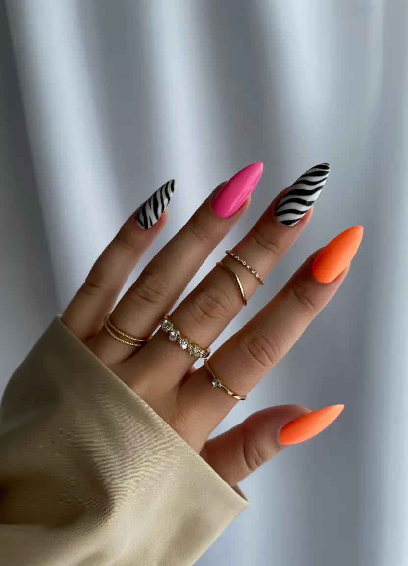 Fall Stiletto Nails 2025 Wild Vibes, Electric Mood