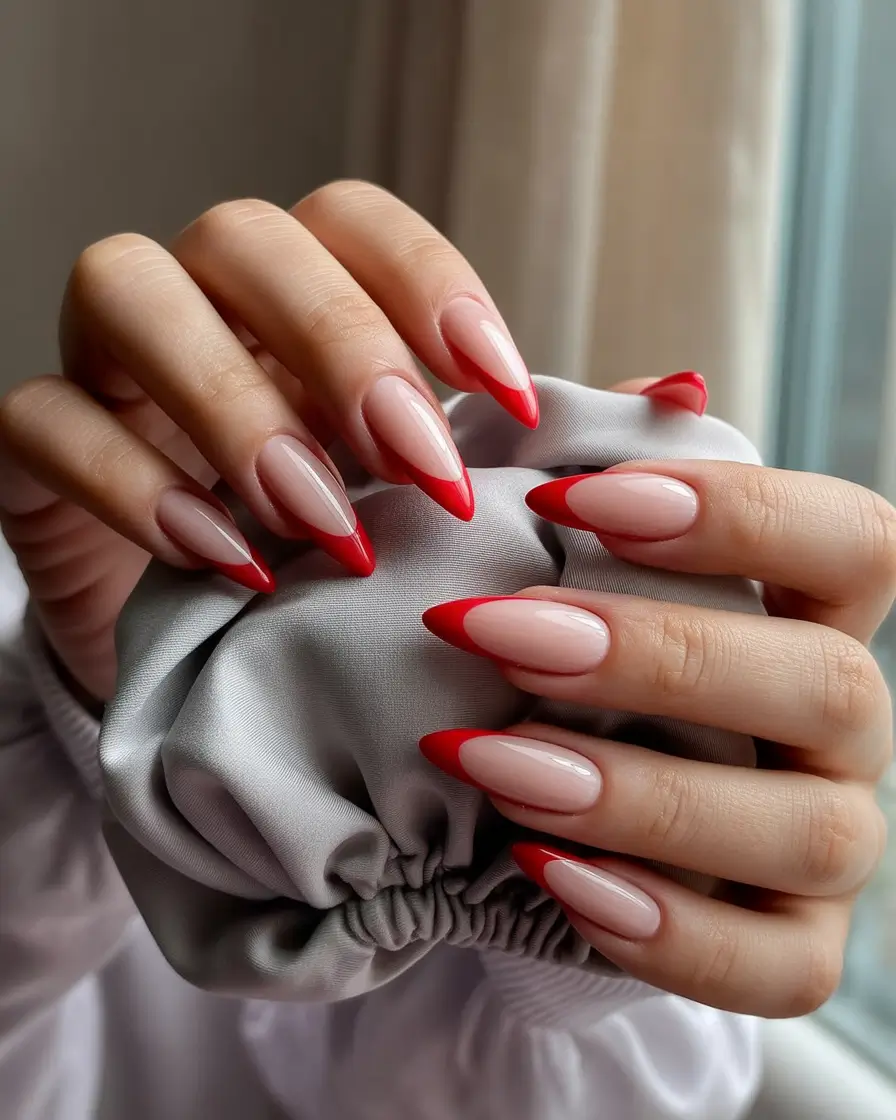 Fall stiletto nails 2025 Classic Red Tips with a Sleek Twist