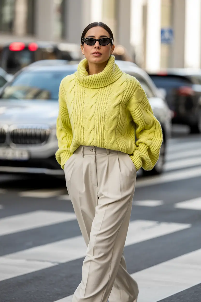 fall sweater outfits ideas 2025 Lemon Twist & Tailored Calm