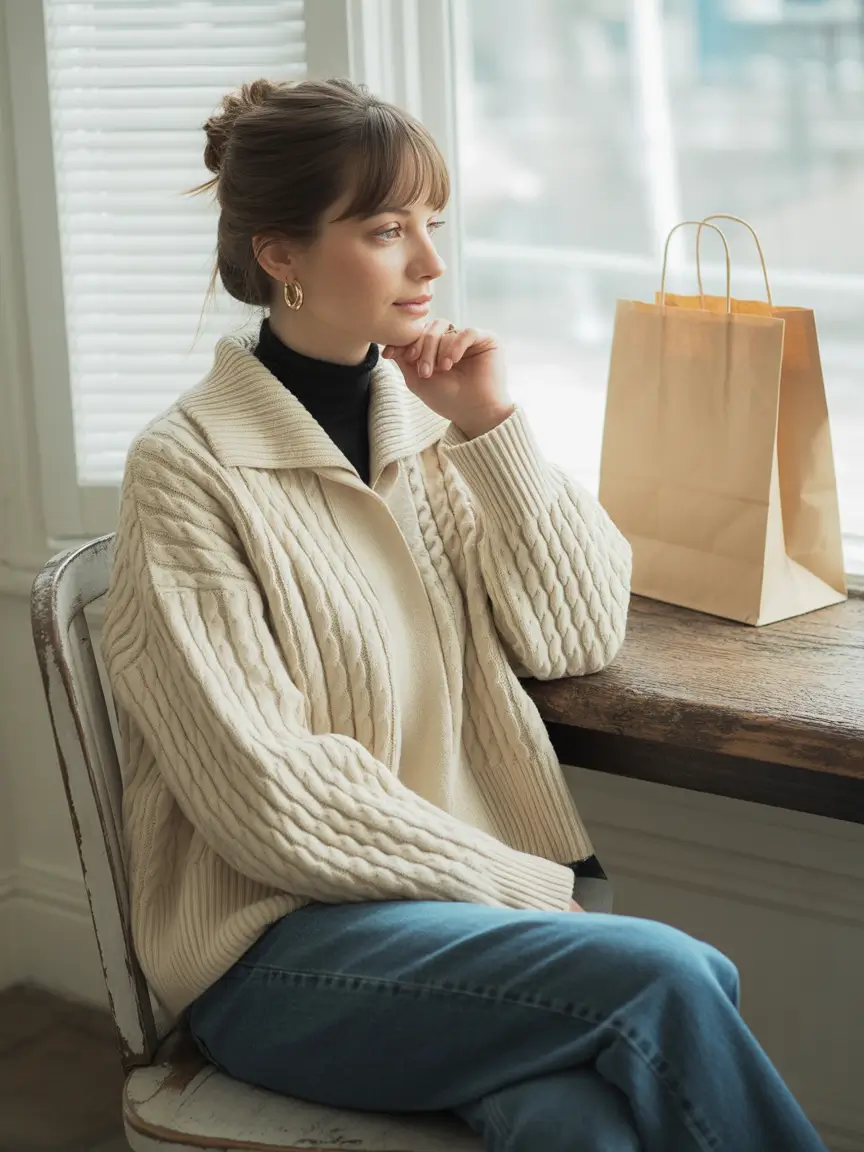 fall sweater outfits ideas 2025 Textured Cream & Blue: Classic Americana Refresh