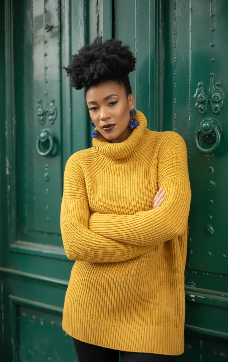 fall sweater outfits Golden Hour Mustard Turtleneck