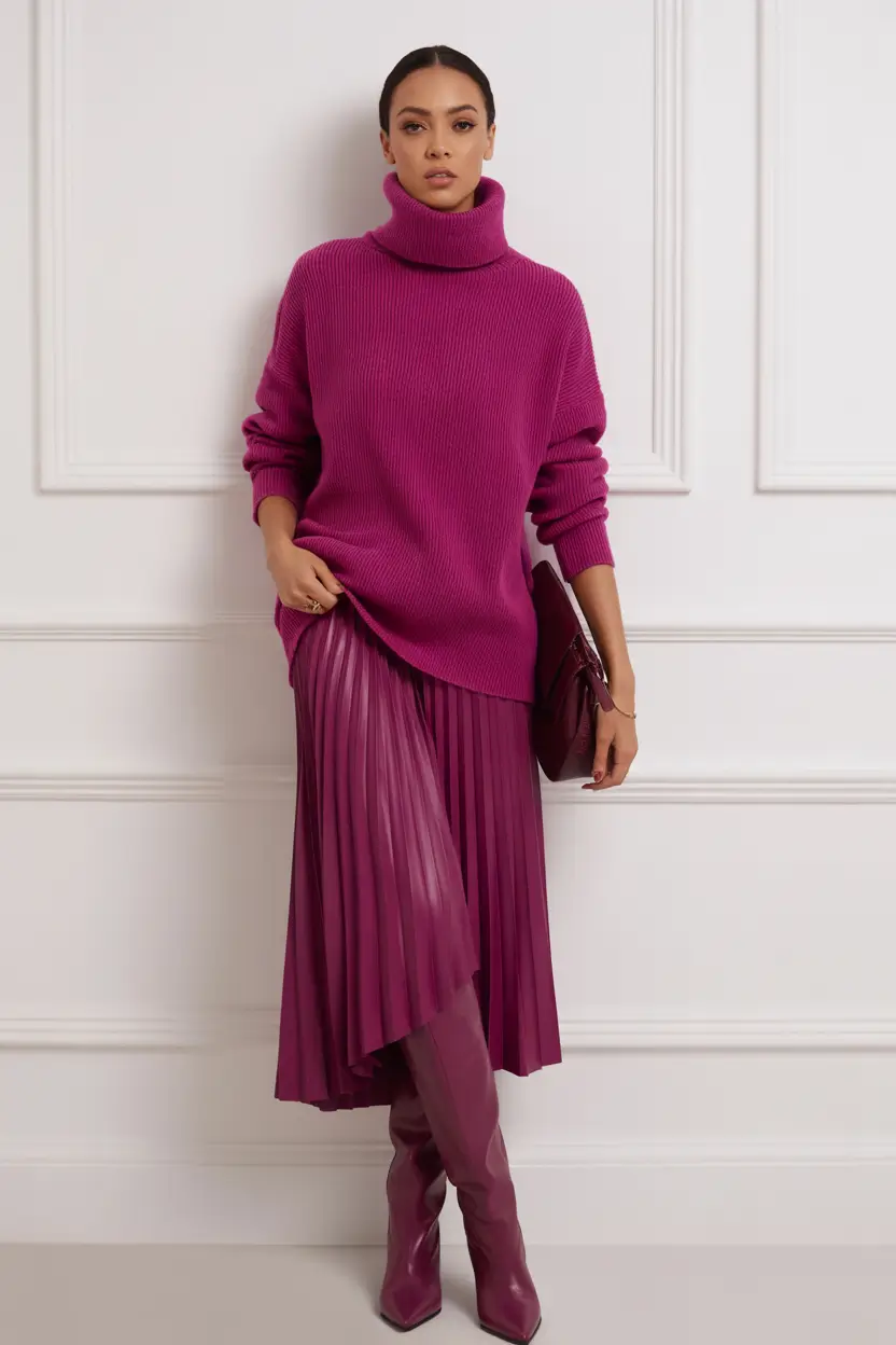 fall sweater outfits ideas 2025 Berry Tones and Ballet Drama