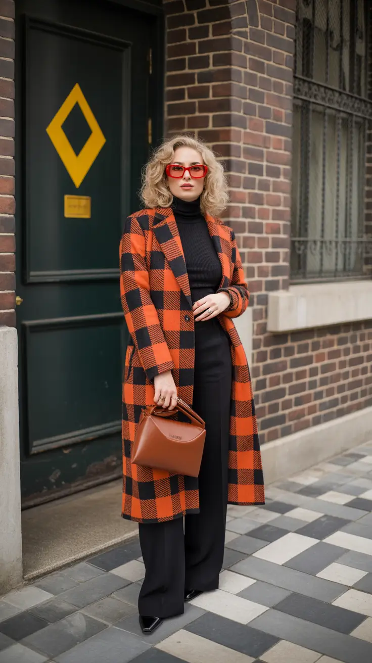 fall winter outfits Power Plaid and Modern Contrast