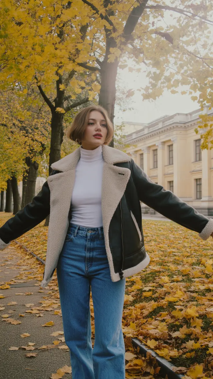 fall winter outfits Sleek City Vibes with Shearling Appeal