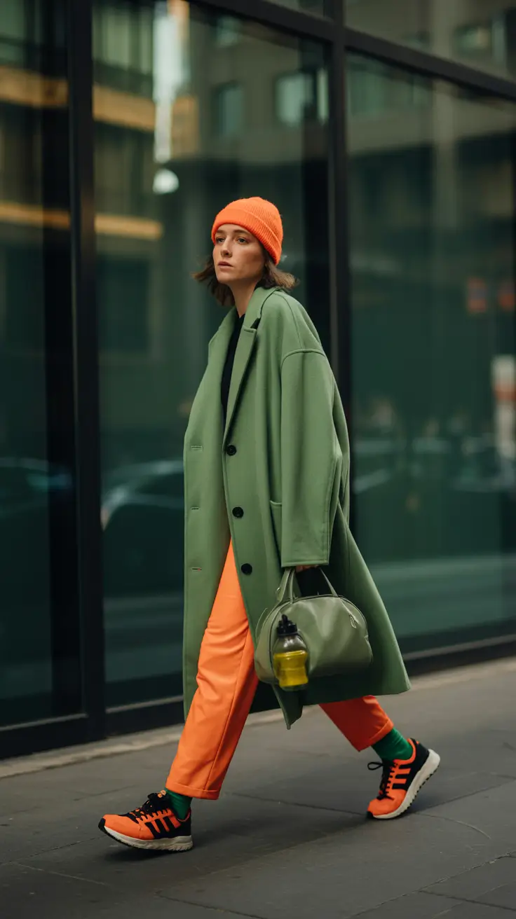 fall winter outfits Playful Color Blocking on the Go