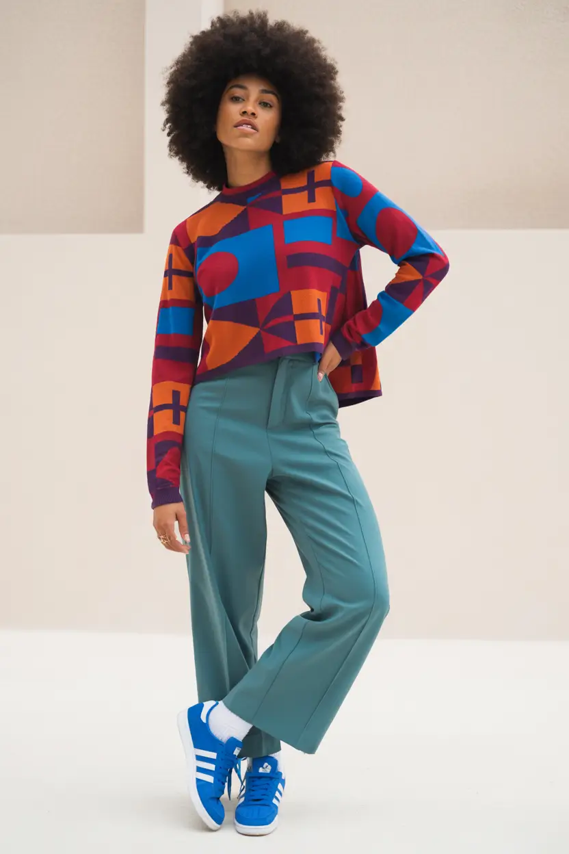fall winter outfits Geometric Color Play for Bold Autumn Days