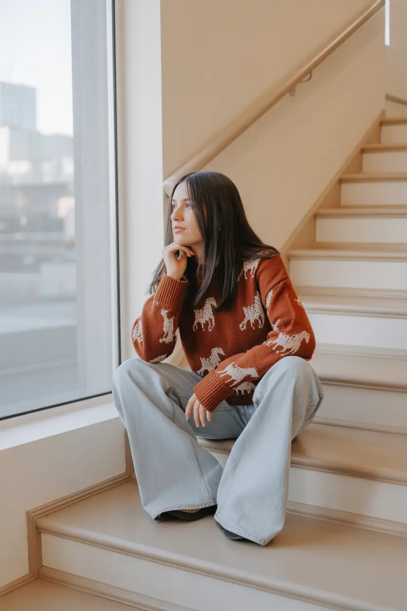 fall winter outfits Retro Sweater Play for Everyday Cool