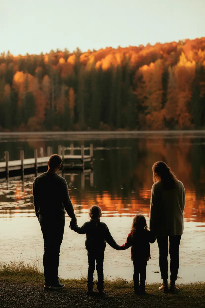 fall family photo outfits Muted Magic by the Water