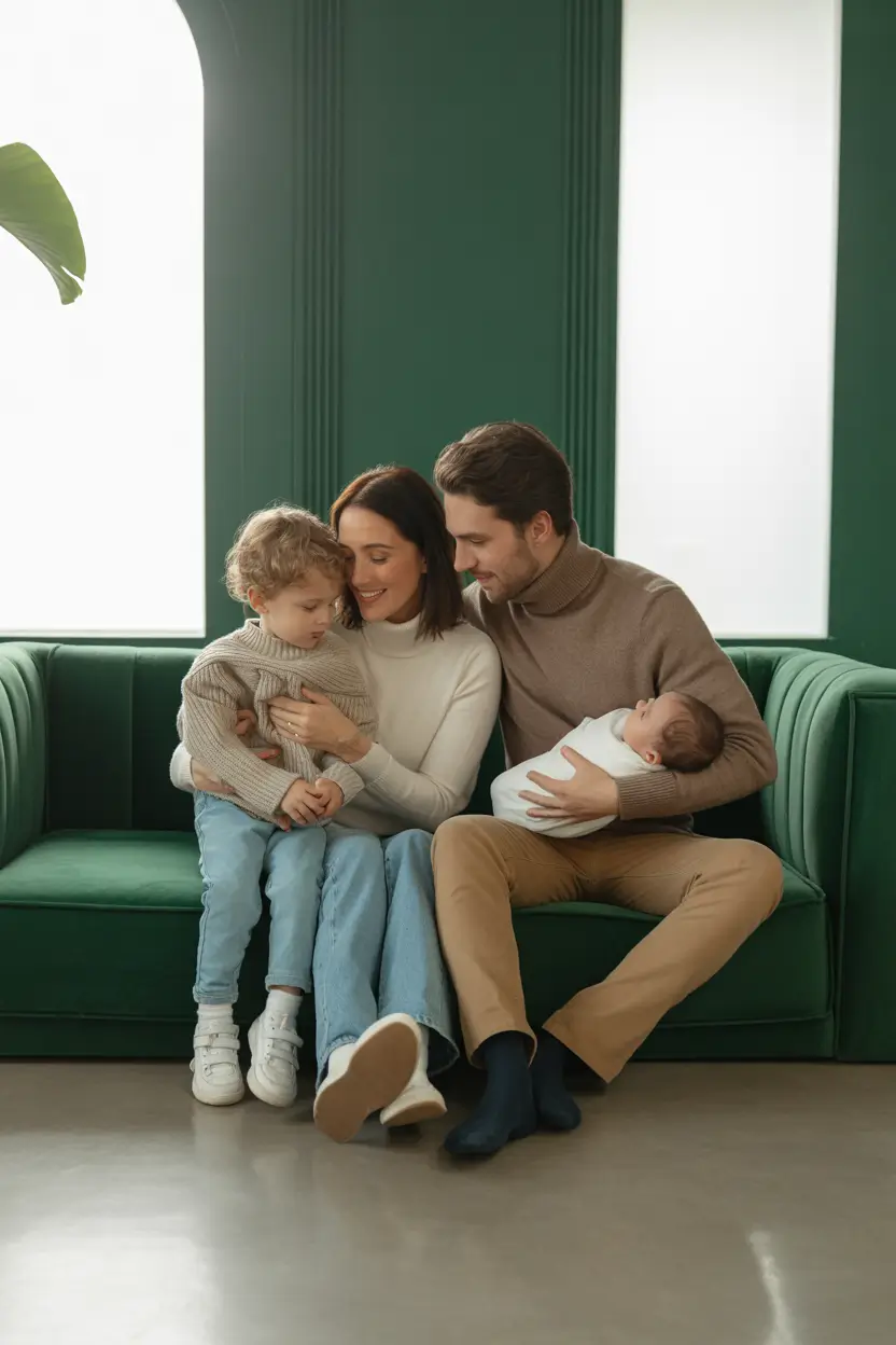 fall family photo outfits Classic Cream & Olive Green Indoors