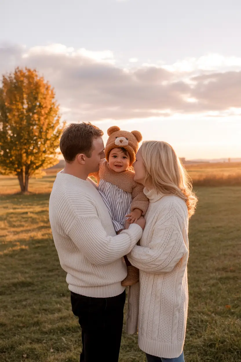 fall family photo outfits Warm Whites at Sunset