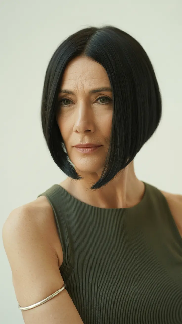 Fall bob haircut Architectural Glossed Jet Bob