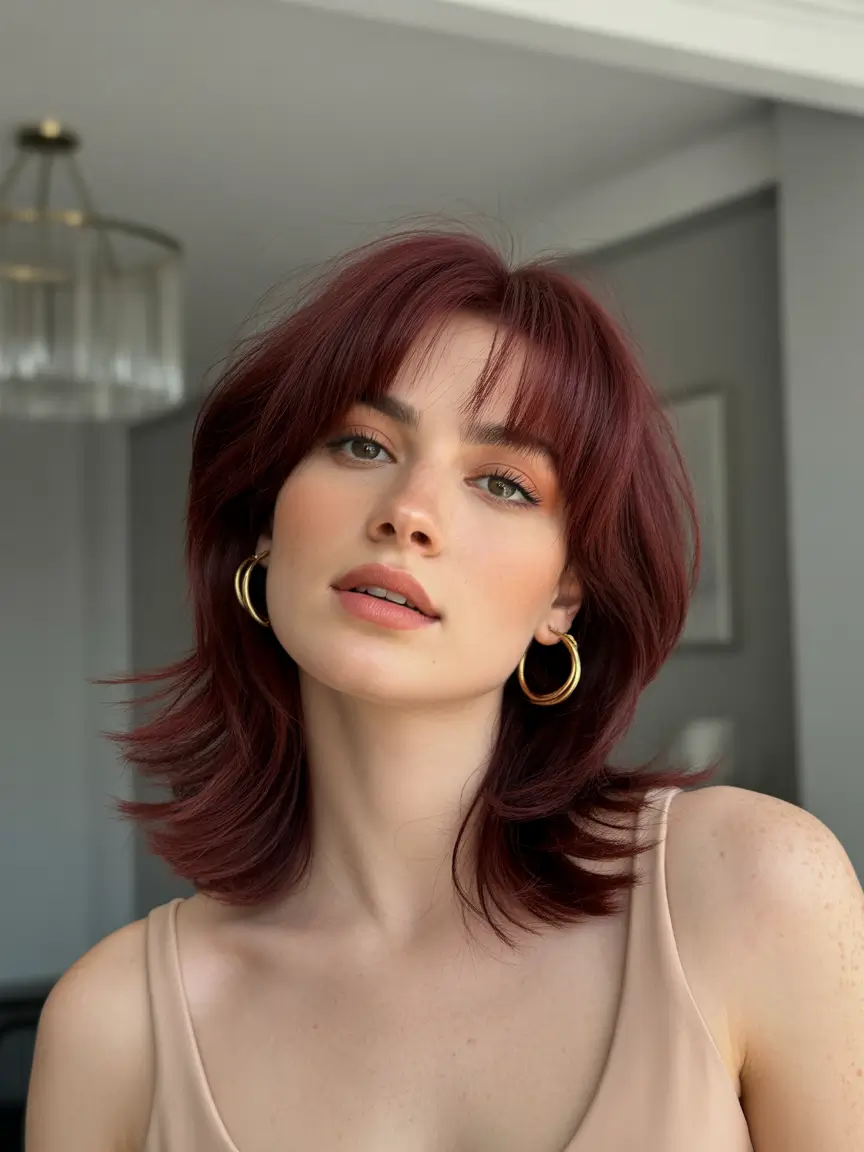 Fall bob haircut Glossy Wine Layers That Command Attention