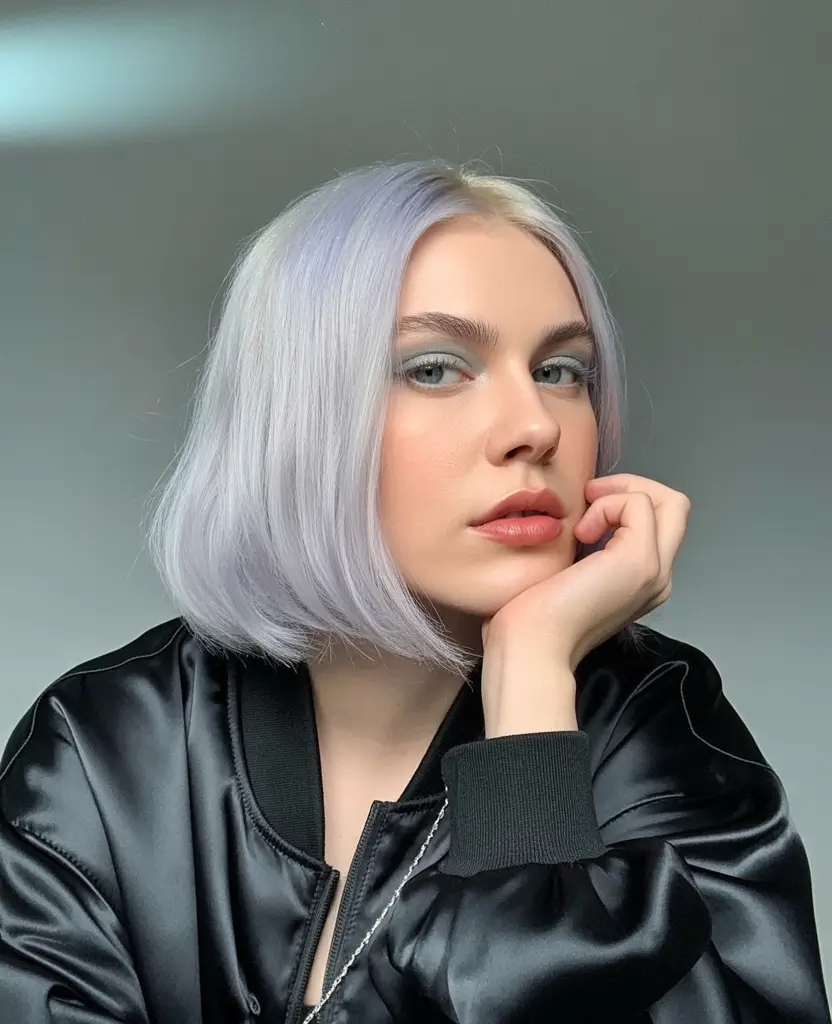 Fall bob haircut Frosted Ice-Lavender Bob