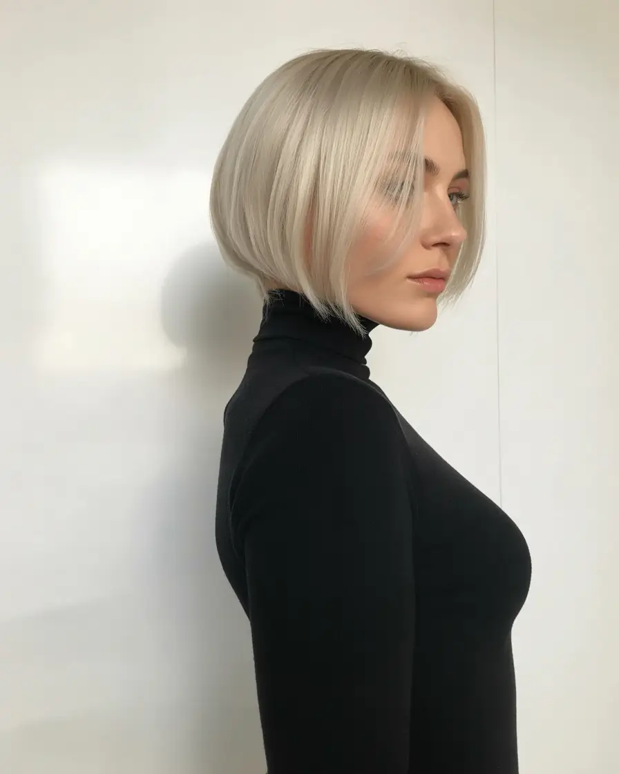 Fall bob haircut Minimalist Vanilla Blonde Bob