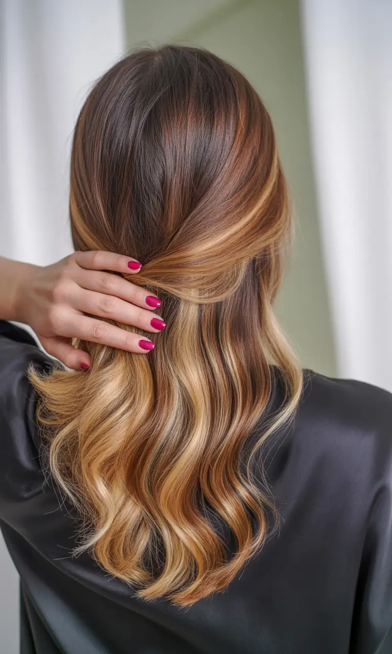 Fall hair color for women over 40+Amber Melt Balayage with Glossed Ends