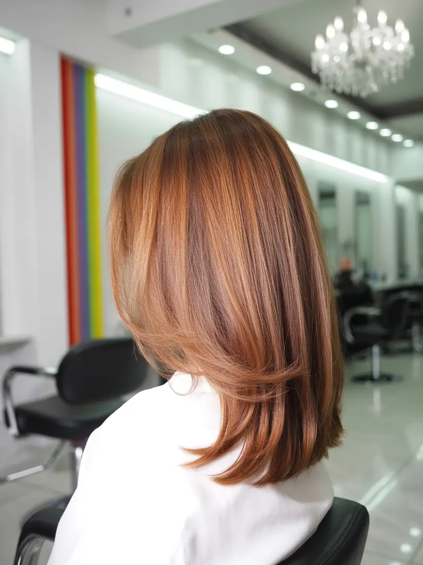 Fall hair color for women over 40+Copper Blonde with Rosy Undertones
