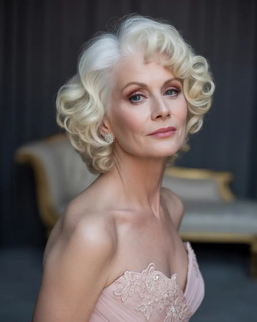 Fall haircuts for women over 60 - Medium Length Curls with Volume: Elegance Unleashed