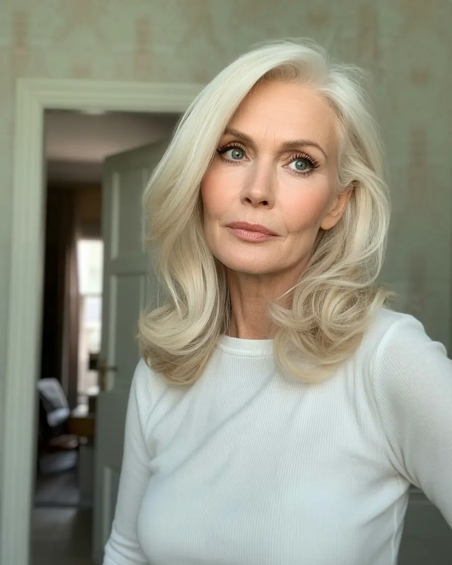 Fall haircuts for women over 60 - Bright White Layers With Lift