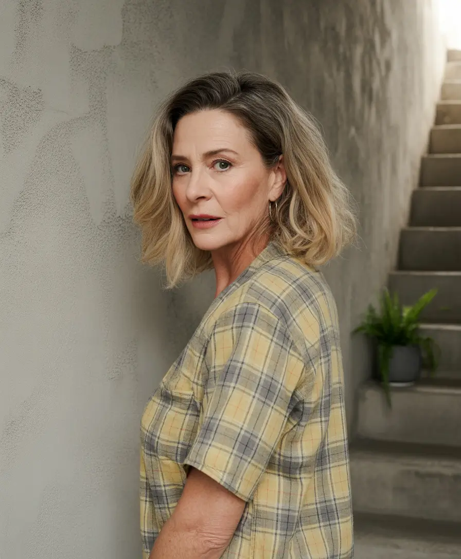 Fall haircuts for women over 60 - Textured Blonde Lob With Grown-In Roots