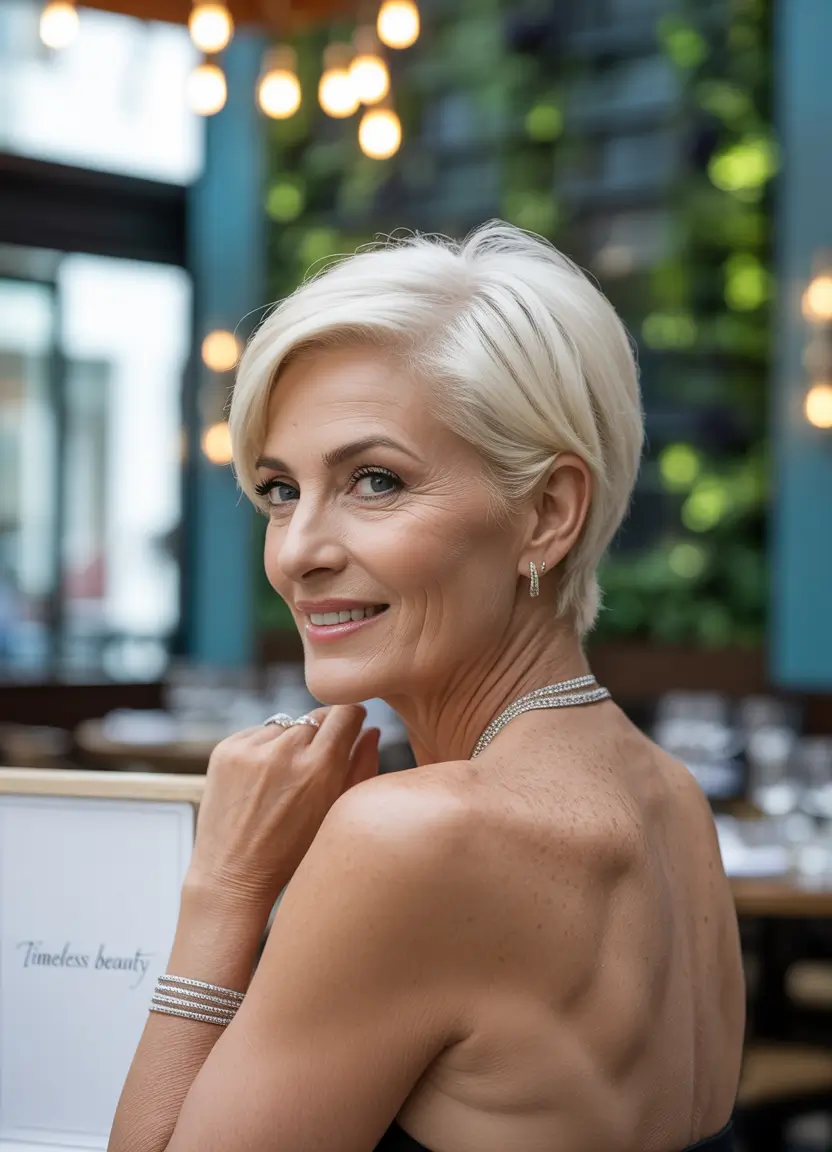 Fall haircuts for women over 60 - Short and Sleek Elegance