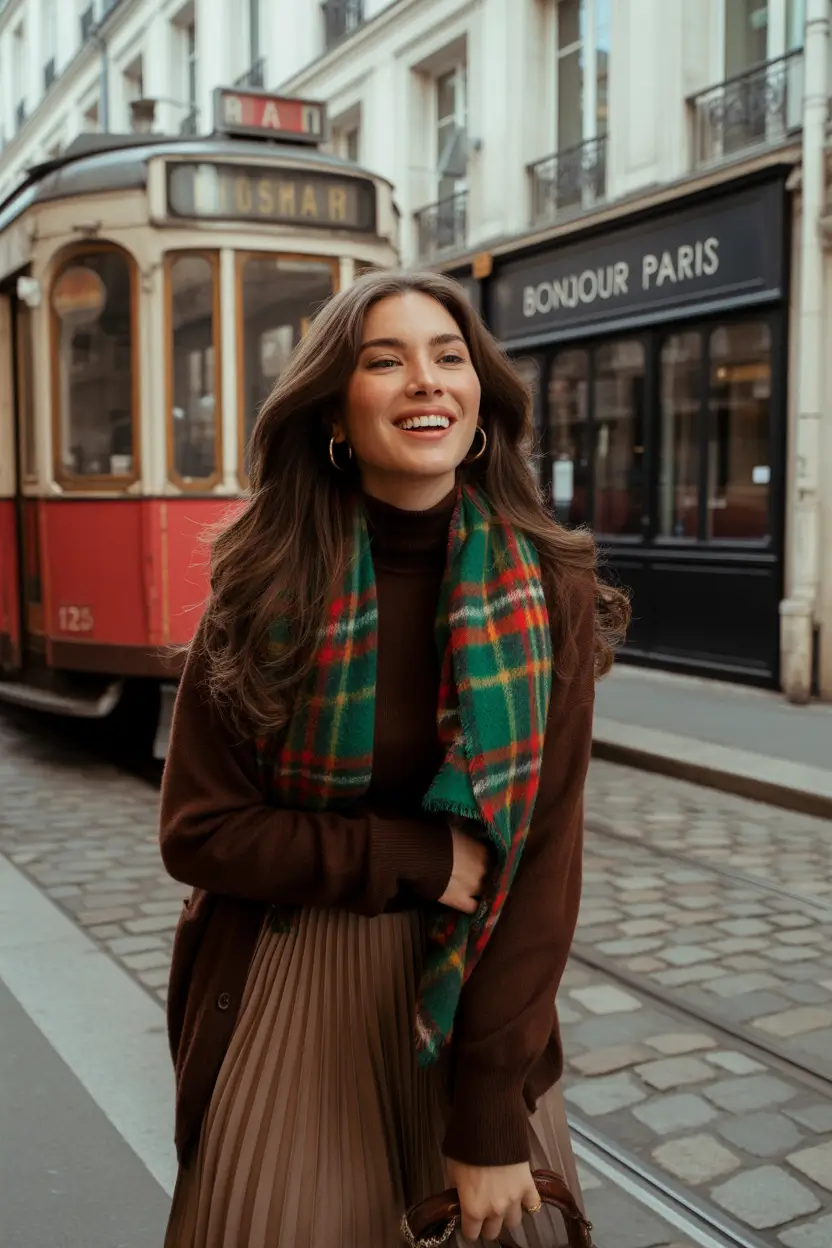 Layering outfits for Chilly Fall 2025+Brown Tones With a Festive Twist