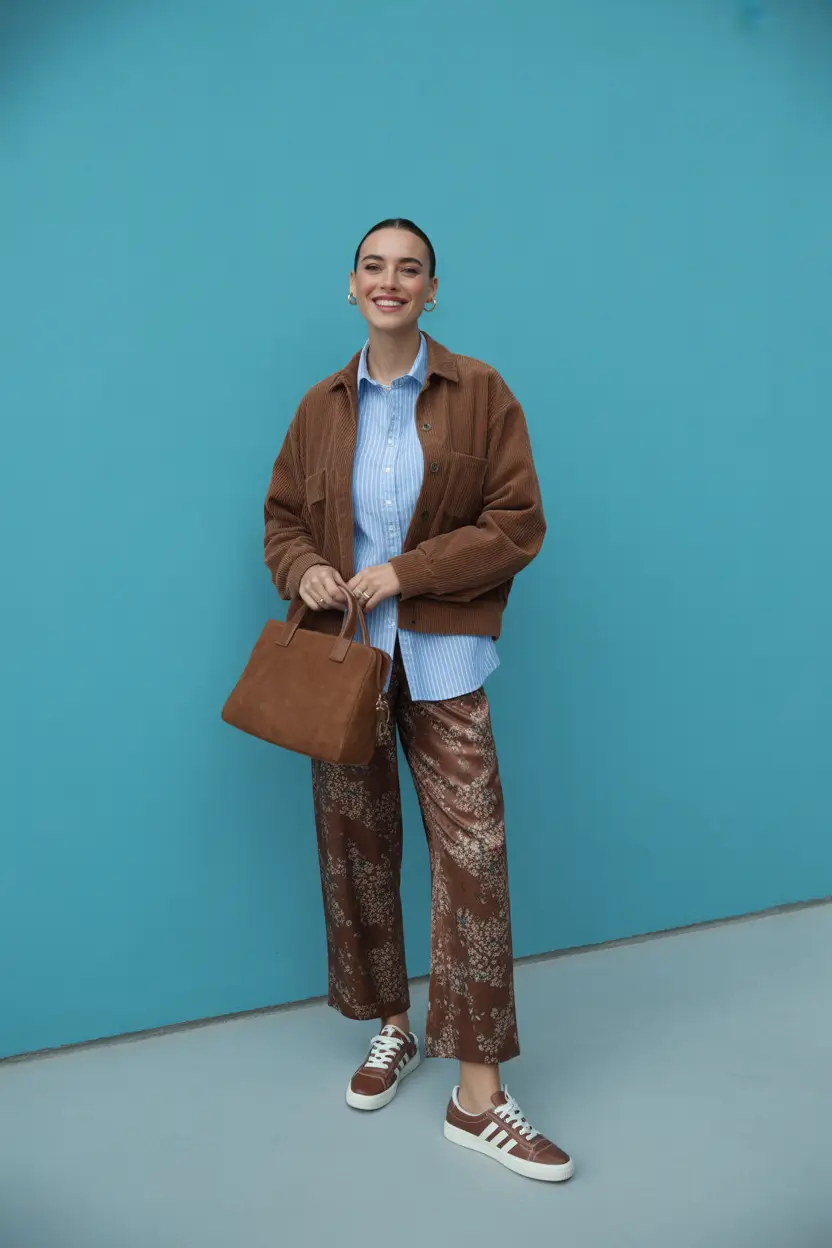 Layering for fall outfits Retro Mix of Softness and Prints