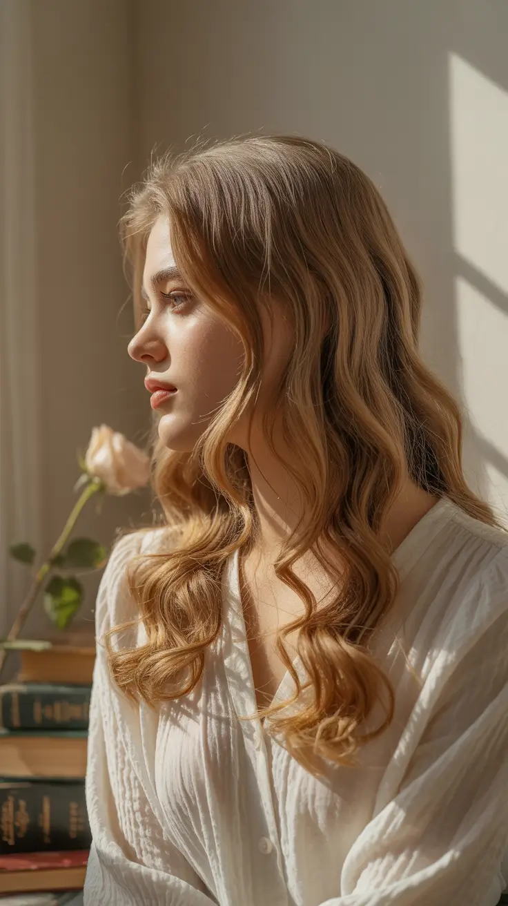 Caramel Soft Romantic Honey Blonde With Sunbeam Gloss