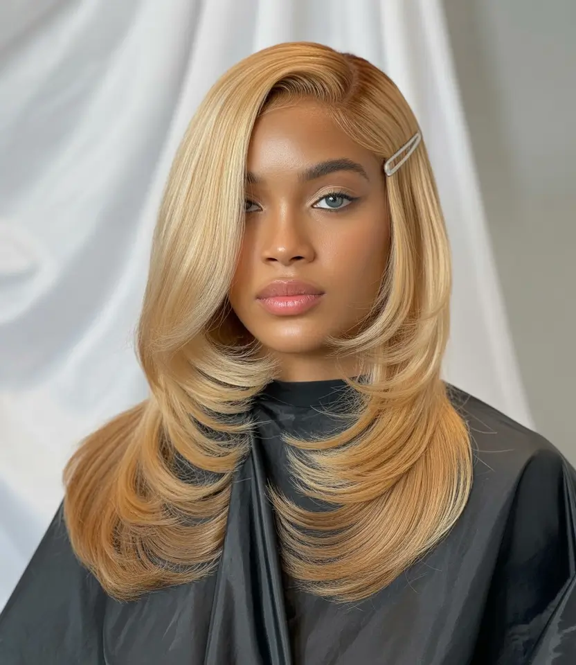 fall hair color for blondes Butter Blonde Bombshell Layers