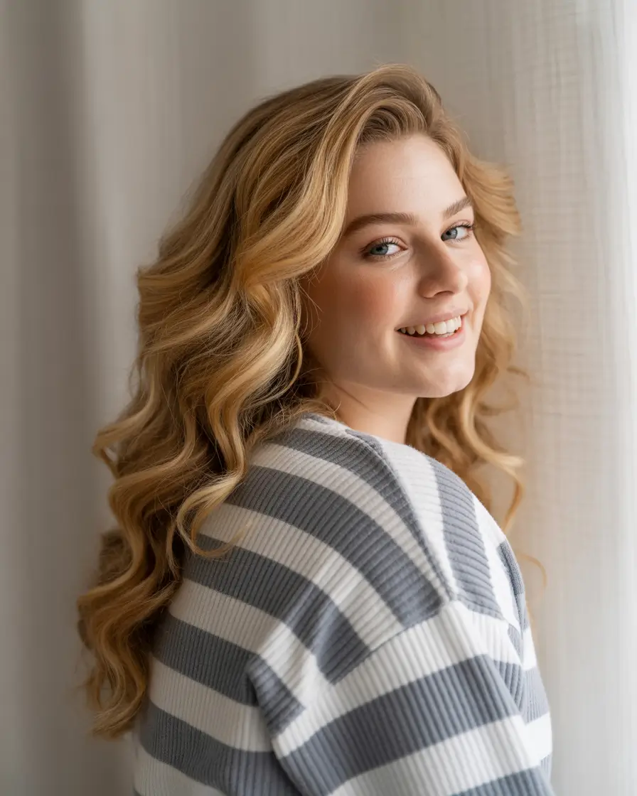 fall hair color for blondes Classic Curls in Warm Honey Blonde