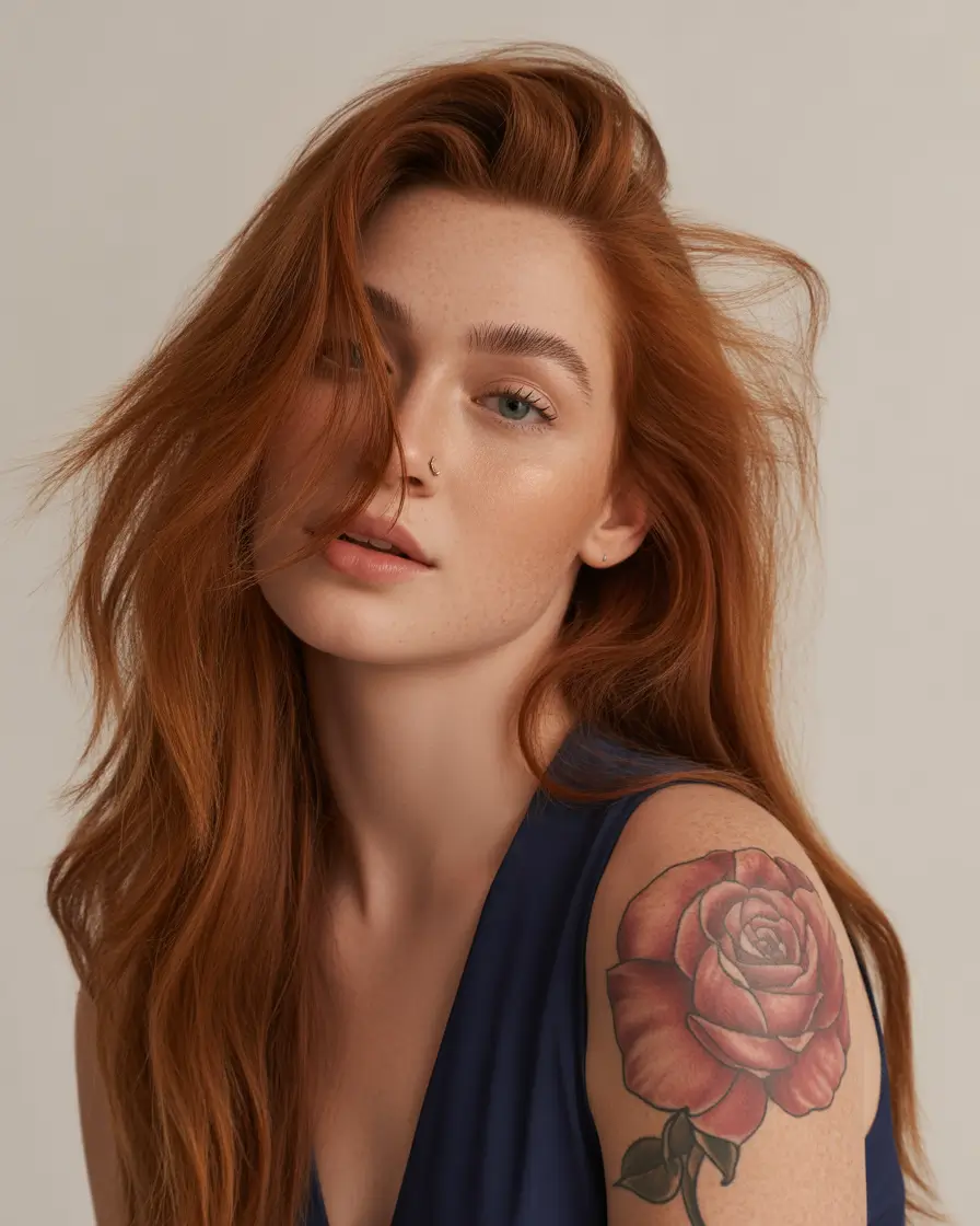 Fall red hair color Soft Fire Red with Root Melt & Natural Movement