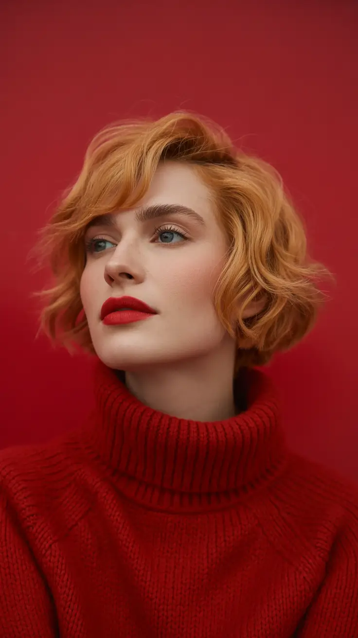 Fall red hair color Classic Crop with Strawberry Honey Finish