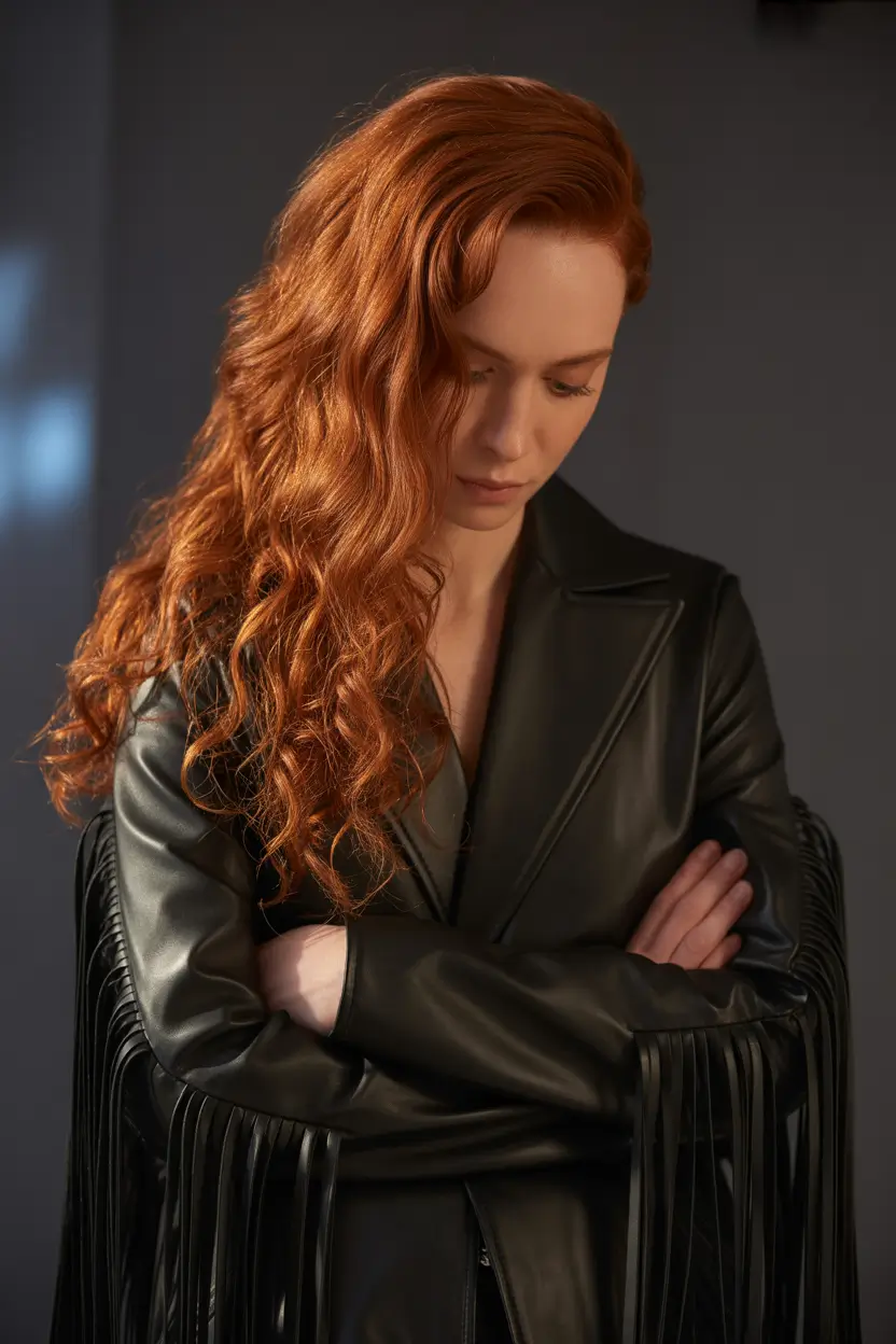 Fall red hair color Molten Auburn Waterfall with Leather Energy
