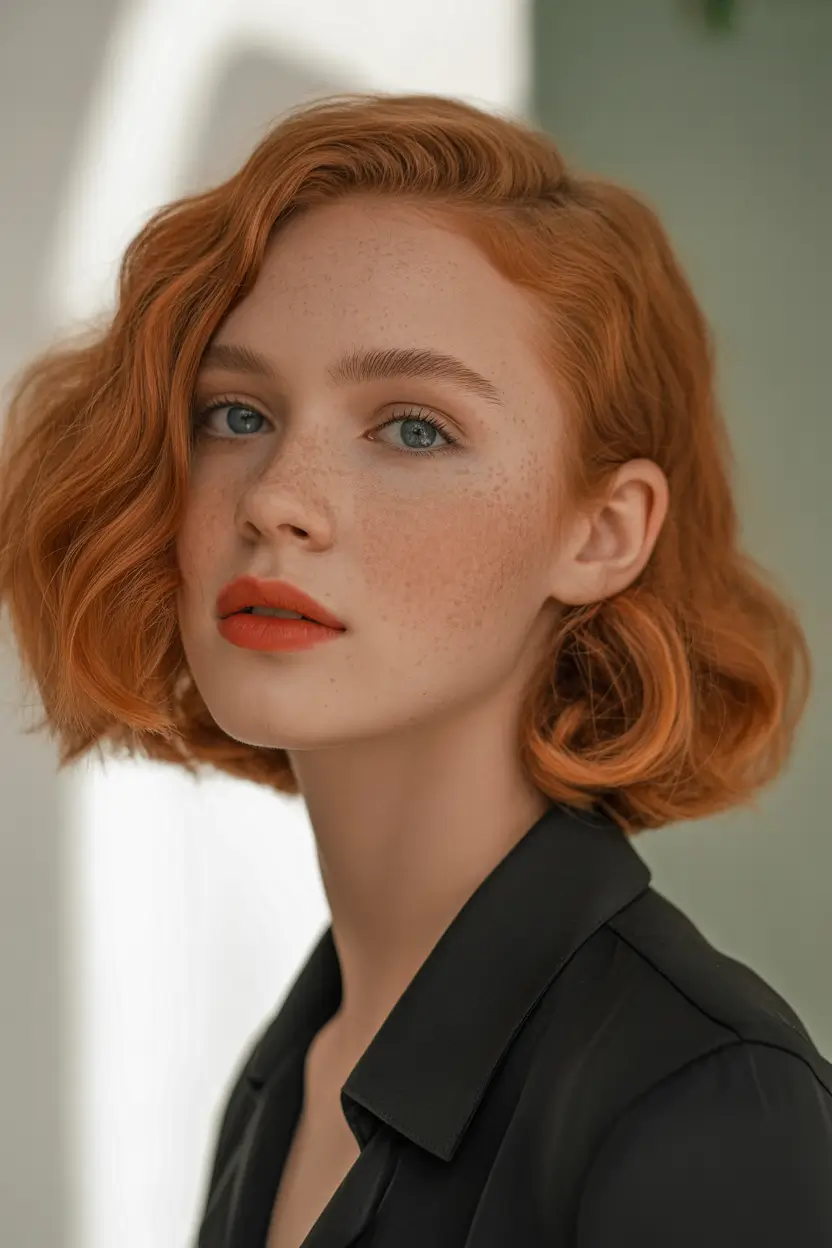 Fall red hair color Cropped Ginger Spice with Clean Lines