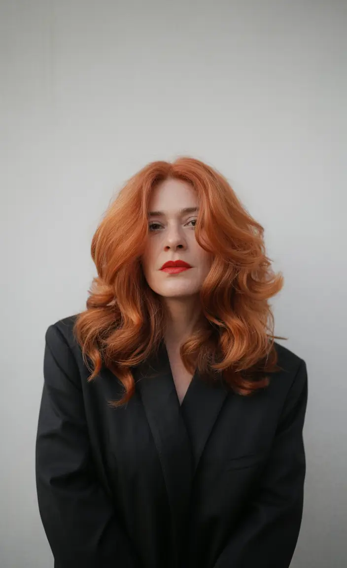 Fall red hair color Retro Curls with Studio Drama