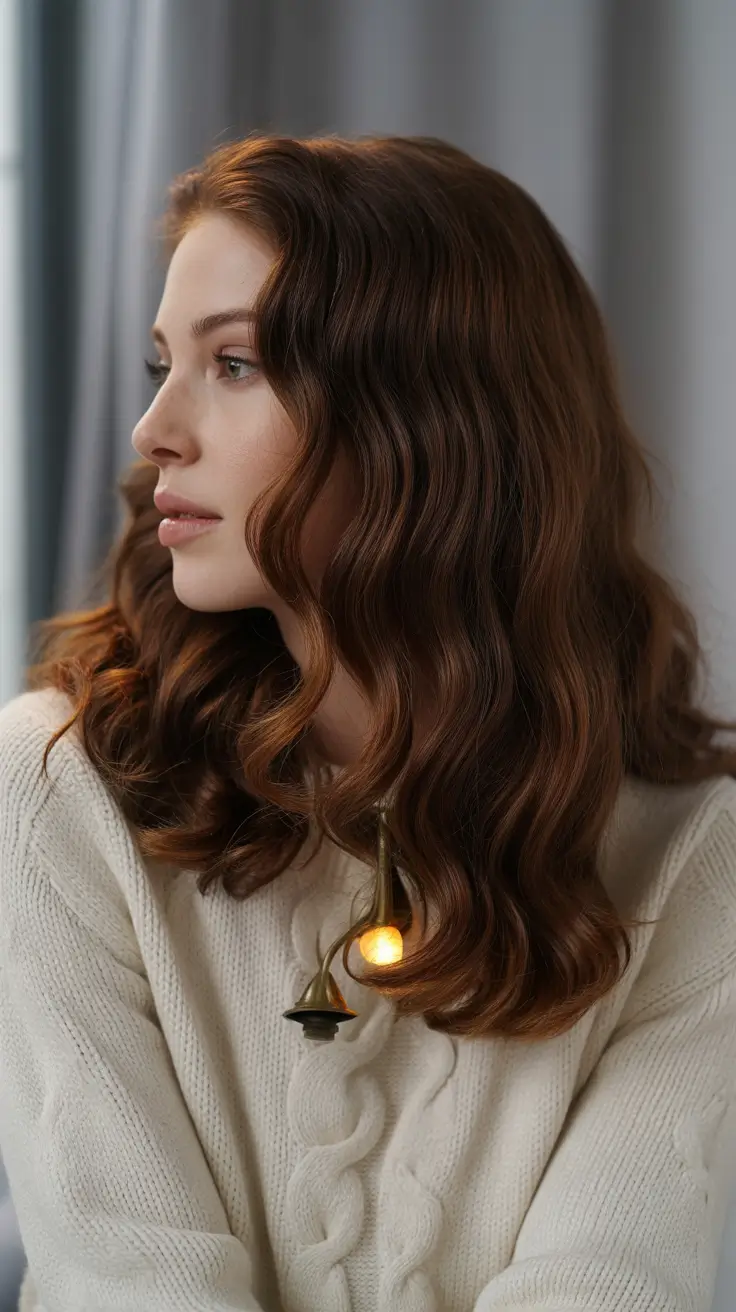 Fall red hair color Chocolate Waves with Cinnamon Swirl