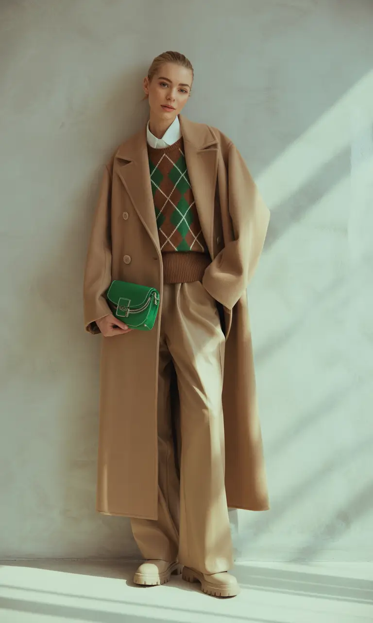 fall fashion outfits Argyle Revival with a Pop of Green