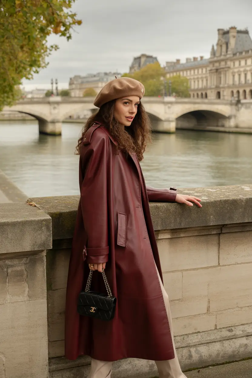 fall fashion outfits Wine Red in Parisian Light