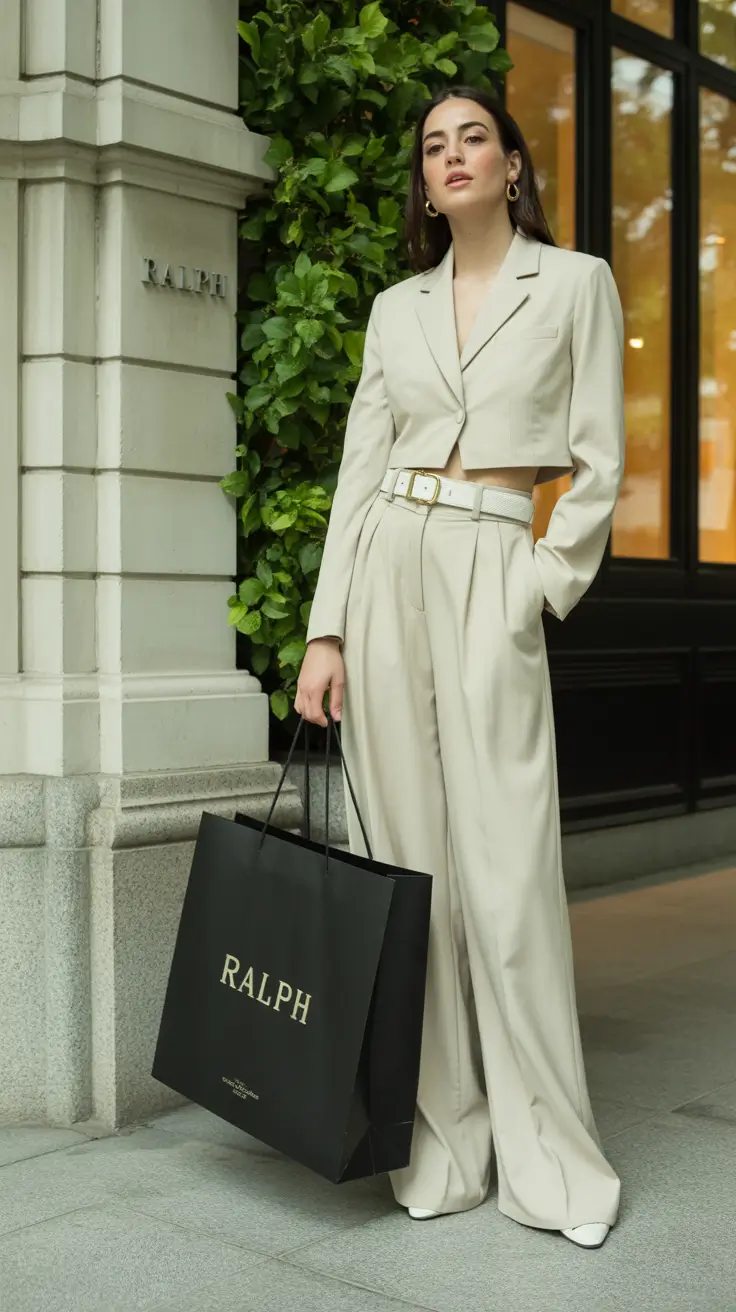fall fashion outfits Monochrome Minimalism: Cropped Suit, Big Impact