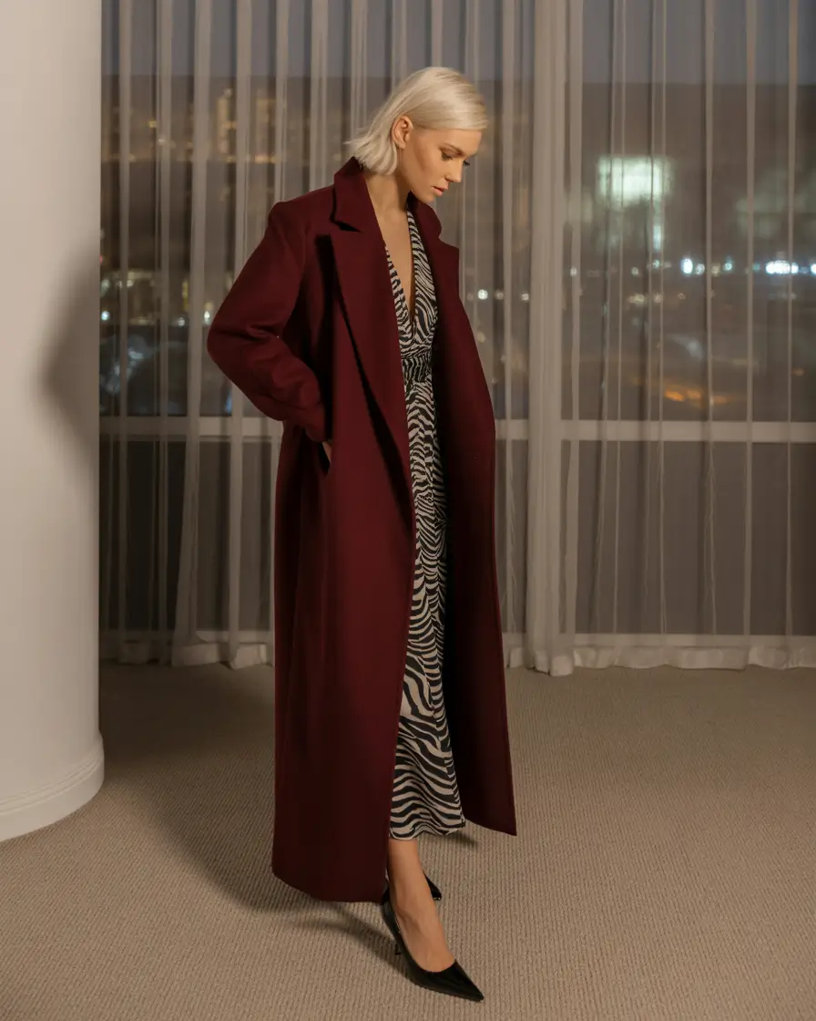 fall fashion outfits Wine-Toned Outerwear with After-Dark Energy