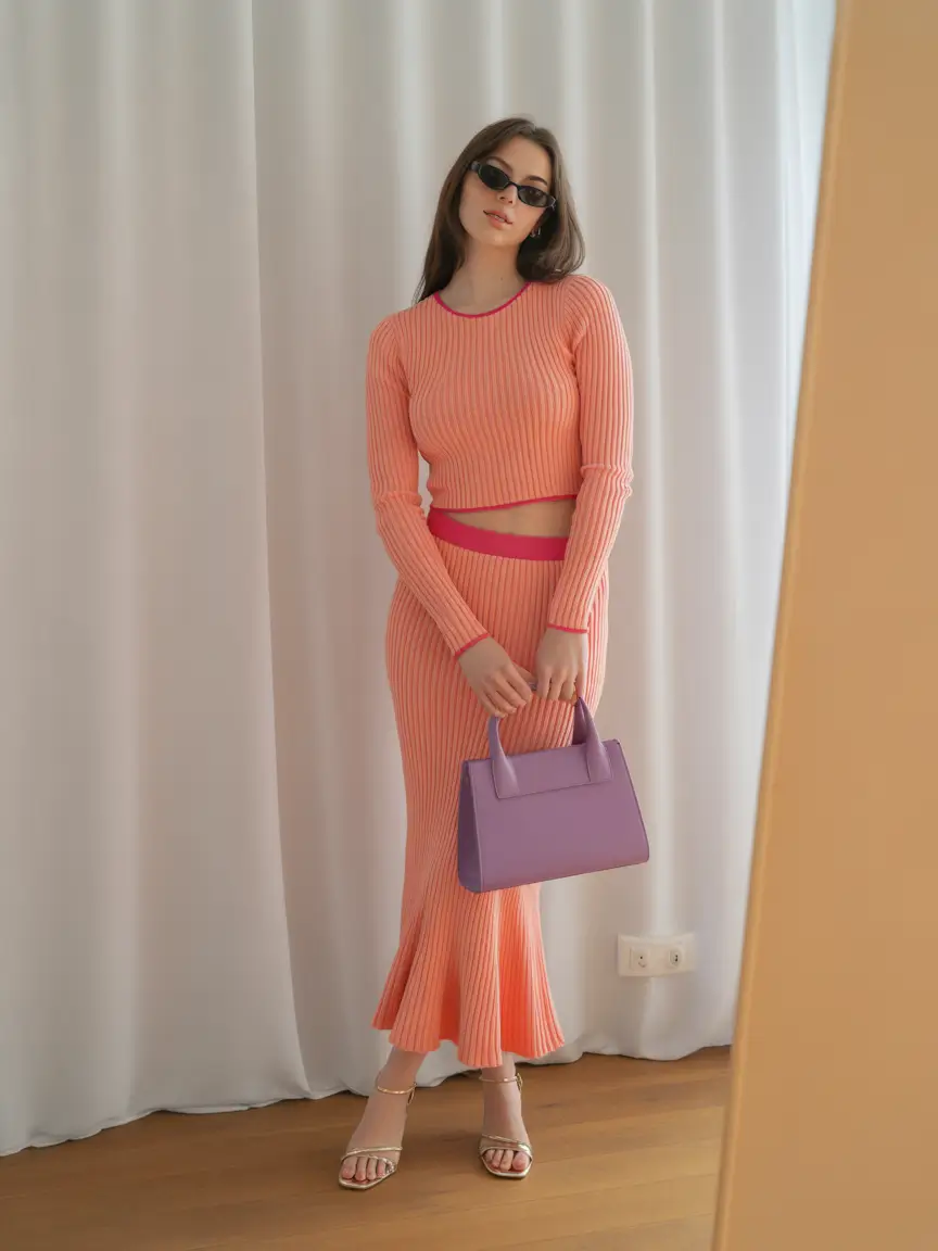 new fall style Ribbed Knit Elegance in Sunset Tones