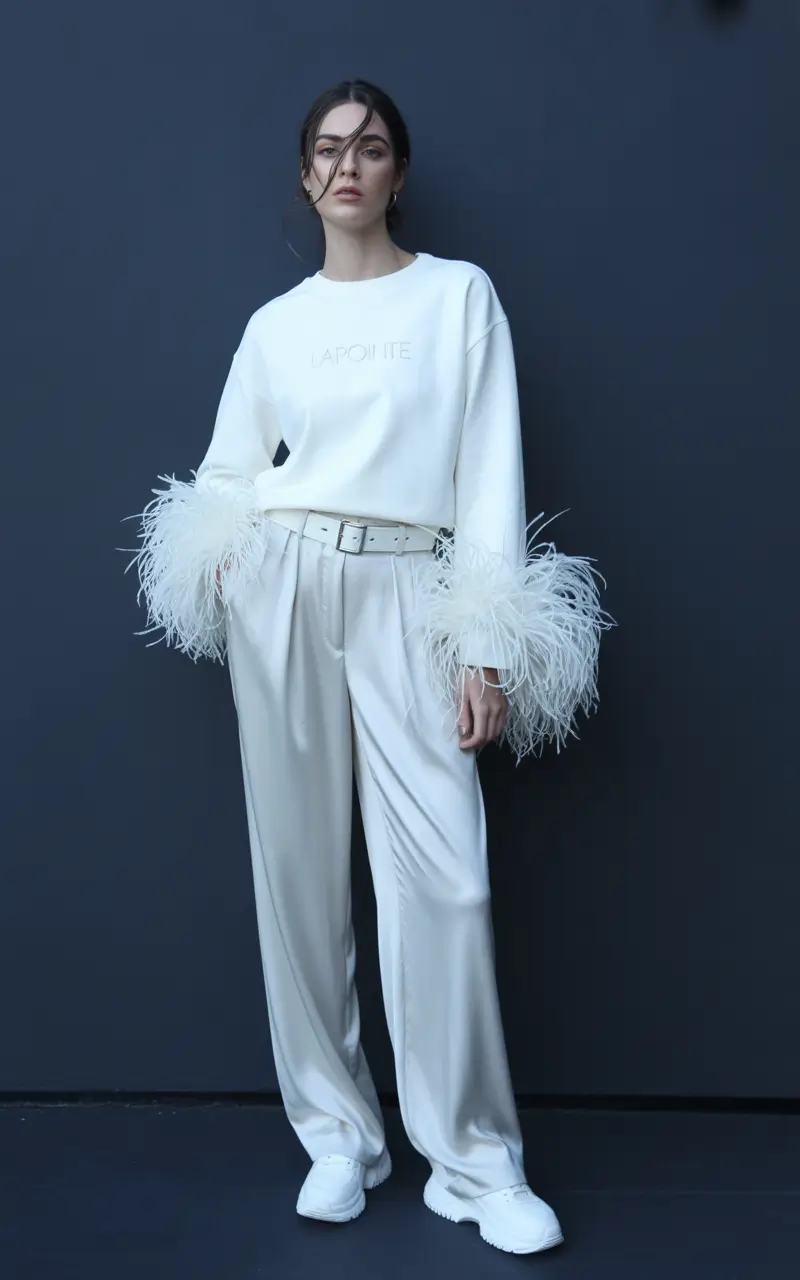 new fall style Cream Dream: Minimalism Meets Statement Sleeves