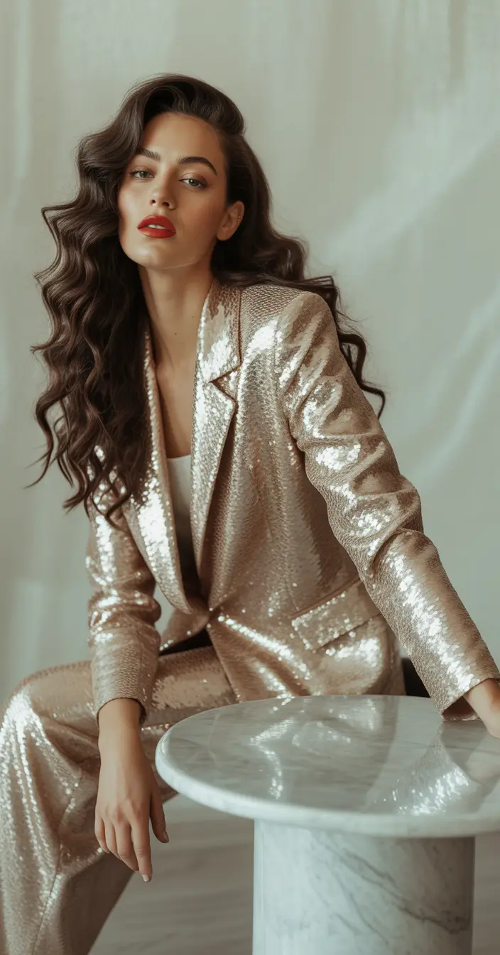 new fall style Sequin Suit Seduction: Sparkle Meets Structure