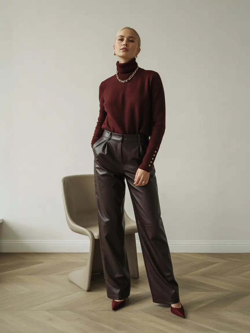 Street style cold weather Wine & Chocolate Tones: Minimalist Chic