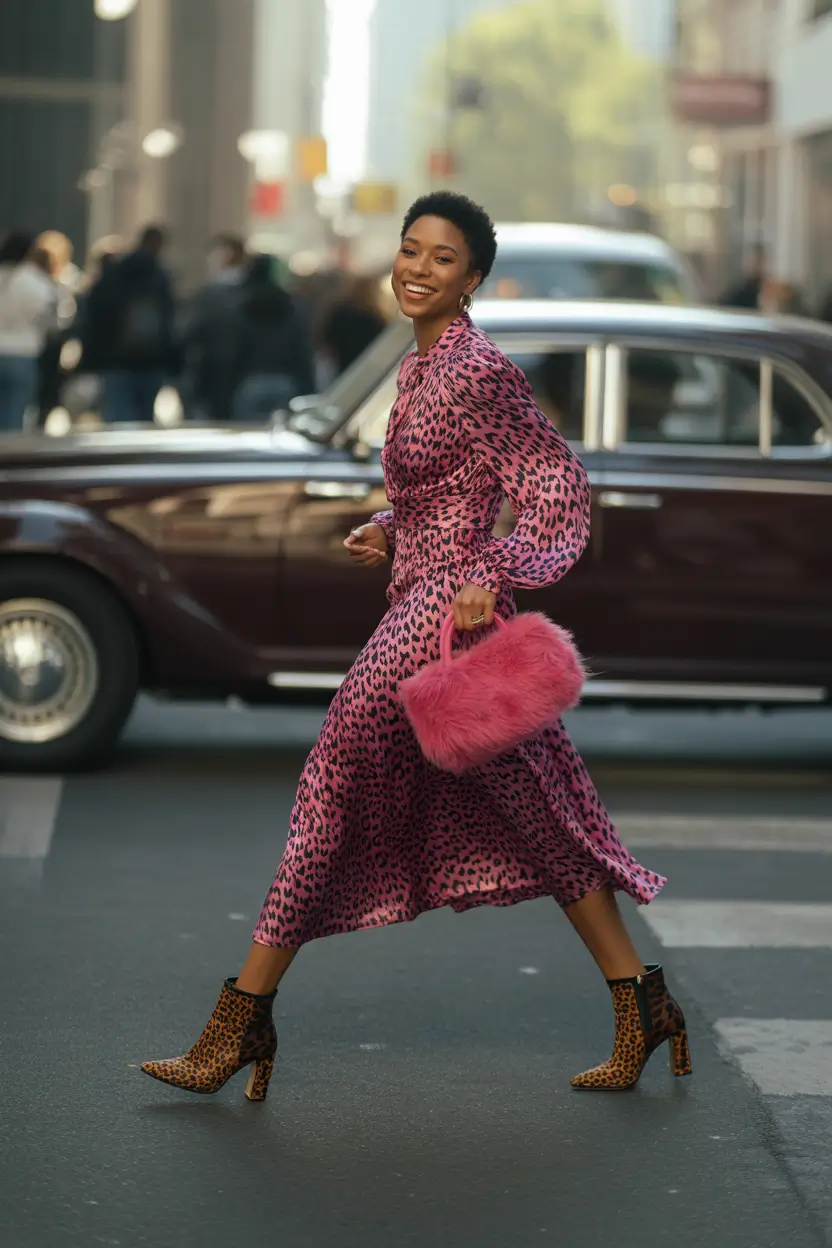 Street style casual+Fearless in Fuchsia: How to Clash Like a Queen